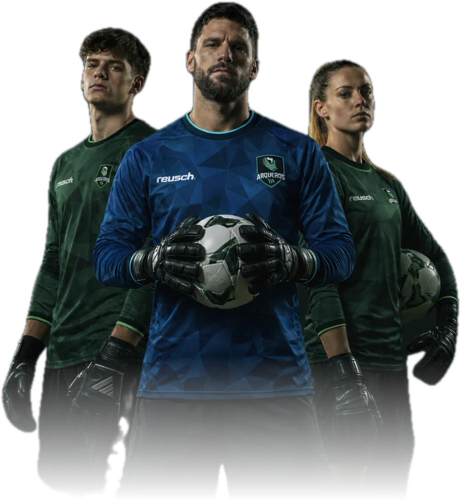 Arqueros de ArquerosYa con la camiseta ArquerosYa × Reusch